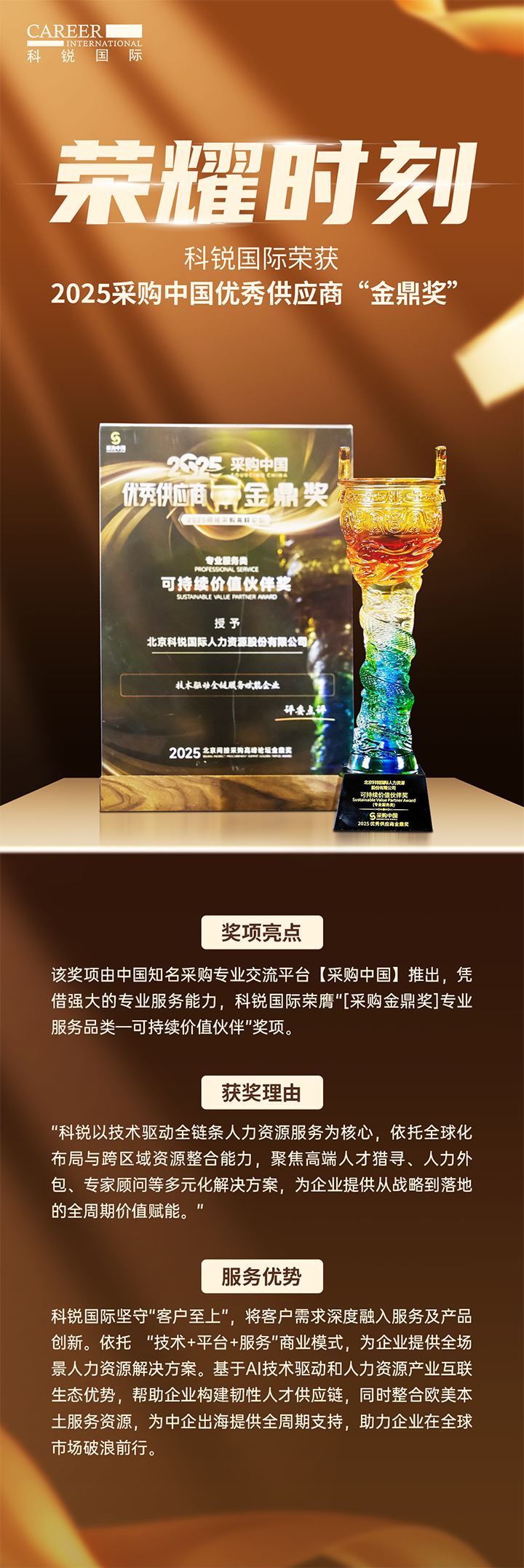 知名人力资源公司美狮贵宾ms092021官网国际凭借其一体化全流程人力资源服务解决方案赢得采购中国供应商相关奖项